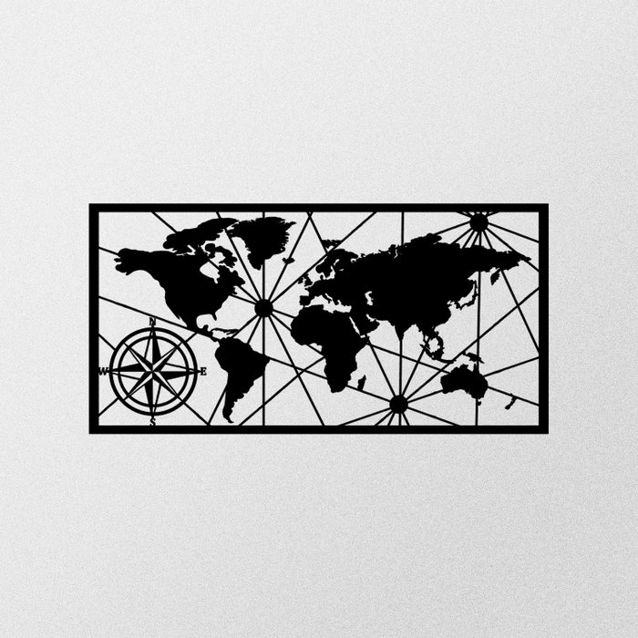 Wallity World Map Medium Metal Wall Decor